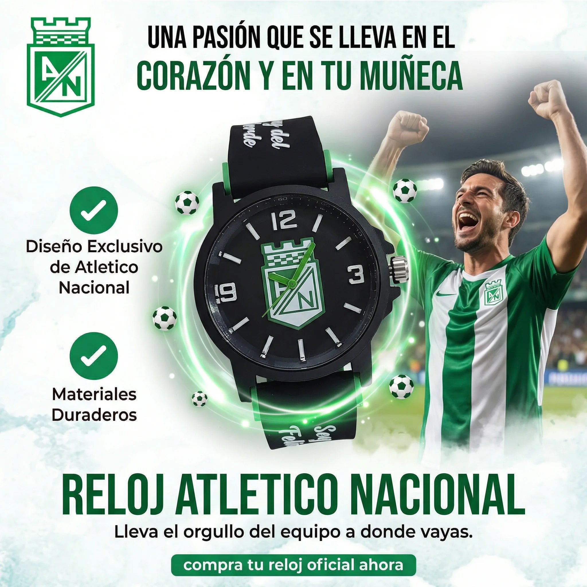 ⌚💚Reloj Oficial de Atlético Nacional